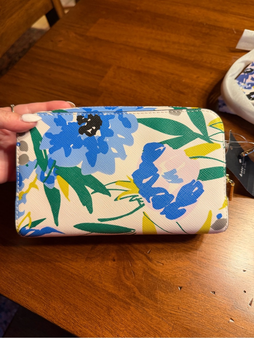 kate spade NEW Pink Canvas Floral Crossbody Bag & Cardholder - Blue Floral $358 - Picture 6 of 14